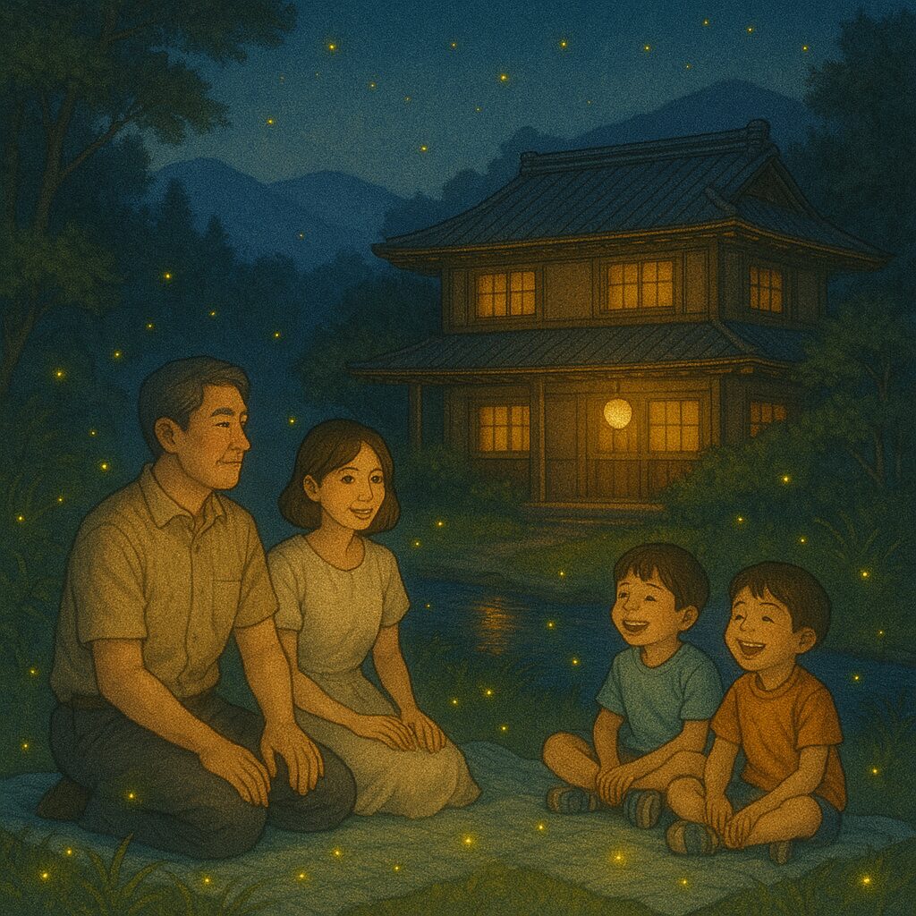 家族と楽しむホタル鑑賞