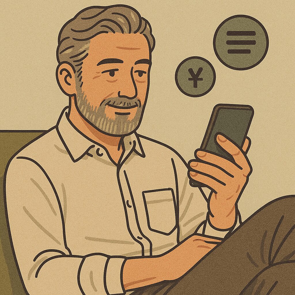アプリを使えば、スマホで簡単に投資信託の残高確認・買付・履歴チェックが可能。