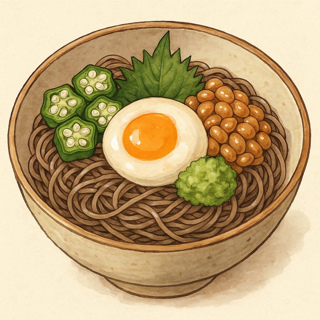 冷やし蕎麦×温玉×ねばねば系