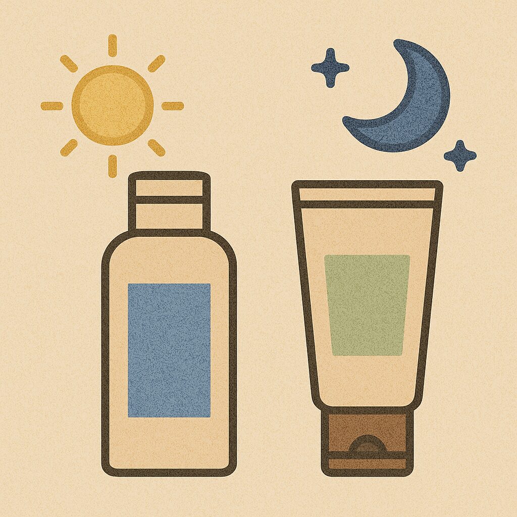 朝と夜で使うスキンケアアイテムを変える