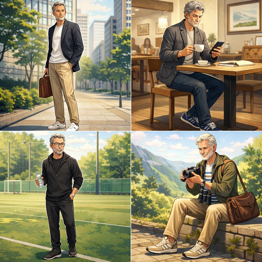 イケおじ×スニーカーの着こなし術【シーン別コーデ実例】